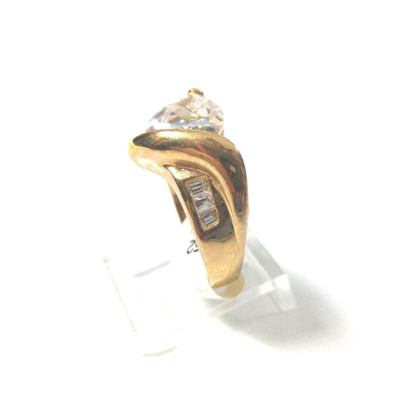 Large CZ GP Ring Faceted Triangle CZ Baguettes - Picture 4 of 8